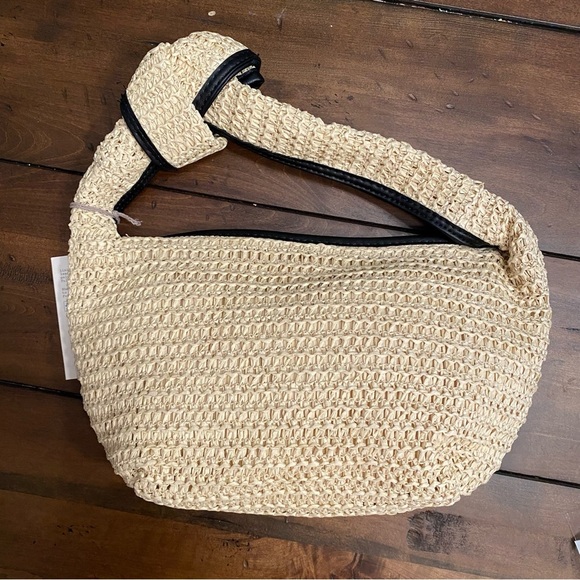 Woven Tan Shoulder Small Zippered Woven Purse - Picture 2 of 4